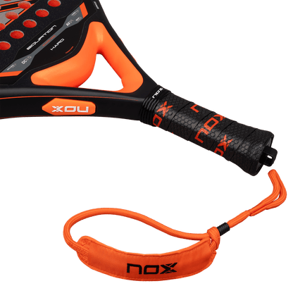 NOX Equation Hard Advanced 2026 padel racket orange/black with grip and orange wrist strap on Tampa Home & Garden Store