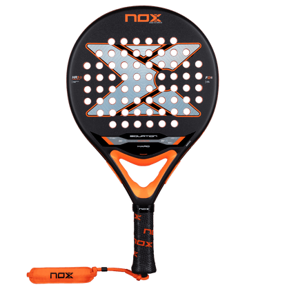 NOX Equation Hard Advanced 2026 padel racket black/orange with holes and orange grip on Tampa Home & Garden Store