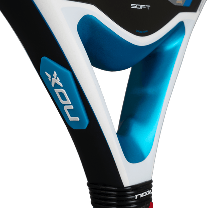 NOX Equation Soft Advanced 2026 padel racket with white frame and blue accents by Racket Central on Tampa Home & Garden Store