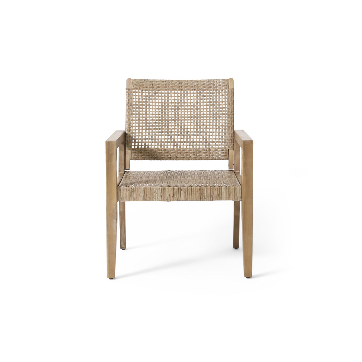 Outdoor Wicker and Acacia Wood Club Chairs