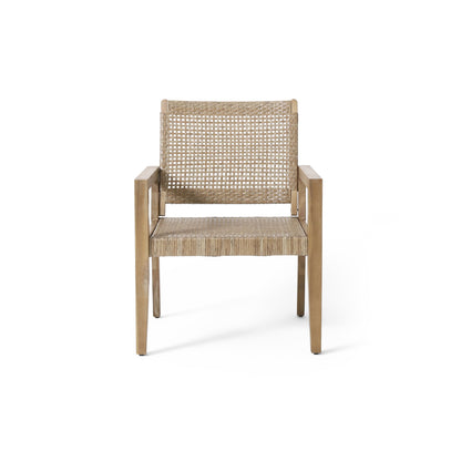 Outdoor Wicker and Acacia Wood Club Chairs