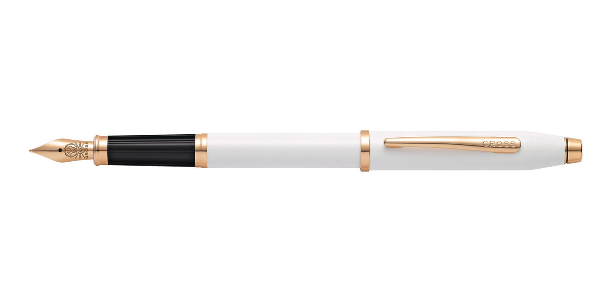 Cross Century II Pearlescent White Lacquer fountain pen with rose-gold trim and medium nib on Tampa Home & Garden Store