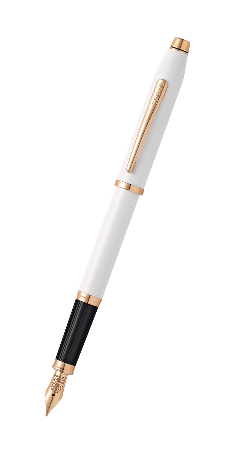 Fountain pen Century II Pearlescent White Lacquer, gold clip, medium nib by A.T. Cross on Tampa Home & Garden Store