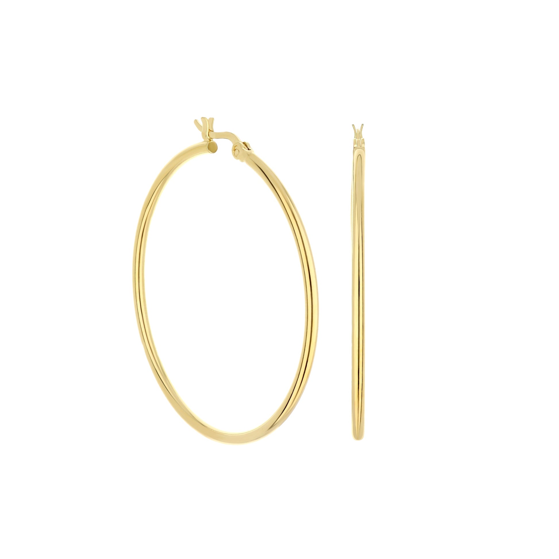 Plain hoop earrings gold tone by Lauren G Adams, hinged closure, large hoops on Tampa Home & Garden Store