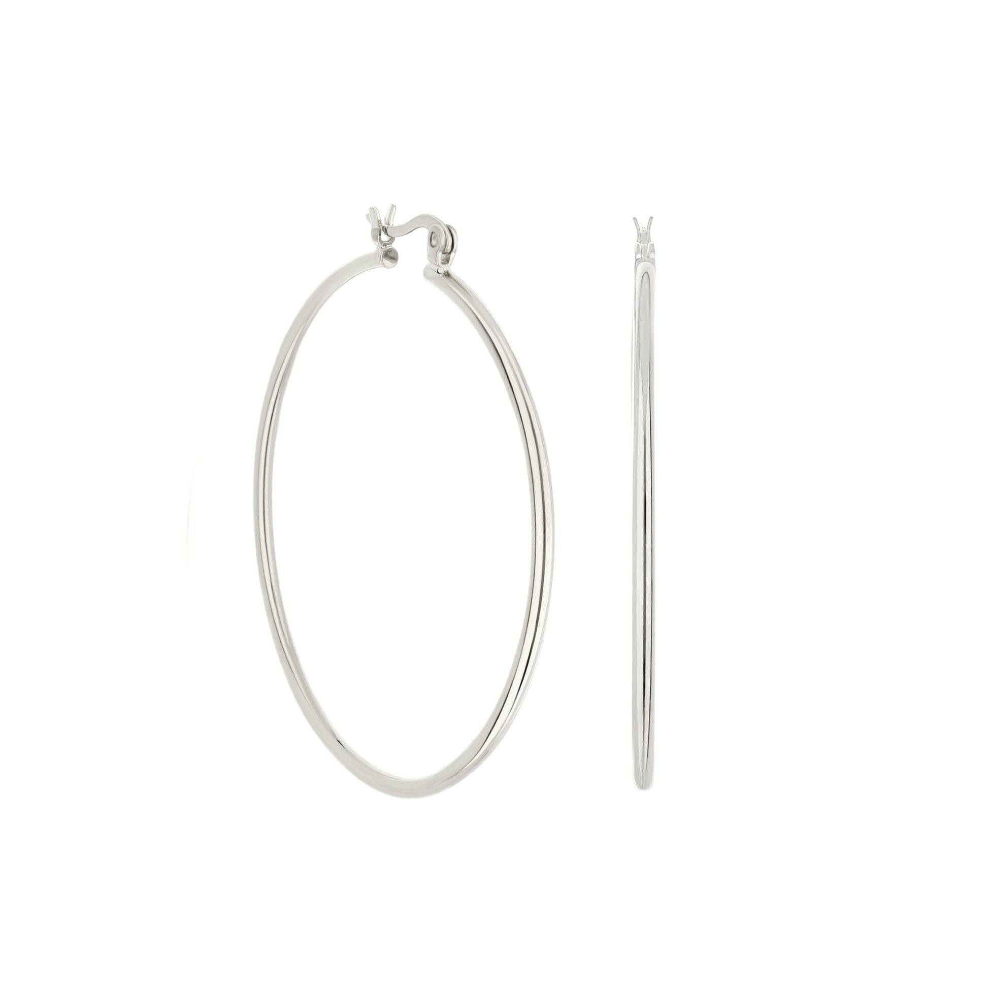 Plain hoop earrings by Lauren G Adams in silver tone, classic hoop style on Tampa Home & Garden Store