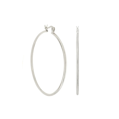 Plain hoop earrings by Lauren G Adams in silver tone, classic hoop style on Tampa Home & Garden Store