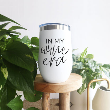 Gia Roma Wine Era 17oz tumbler, white matte finish with stainless steel rim on Tampa Home & Garden Store