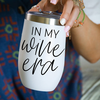 Wine Era 17oz tumbler Gia Roma white stainless steel with silver lid on Tampa Home & Garden Store