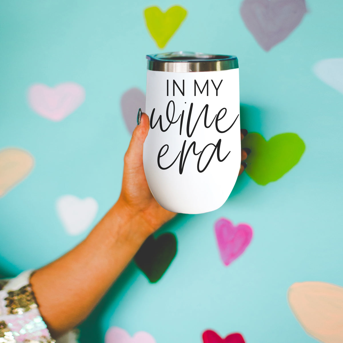 Wine Era 17oz tumbler white with black script In my wine era on Tampa Home & Garden Store