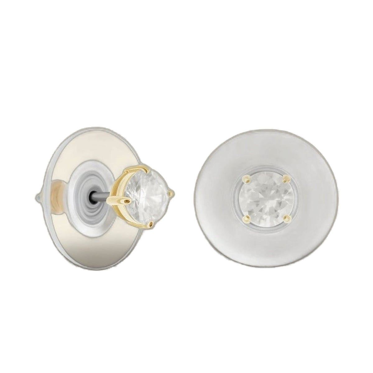 925 Stud Earrings 1.3 Ct pair by Lauren G Adams; silver-toned with clear stones, front/back on Tampa Home & Garden Store