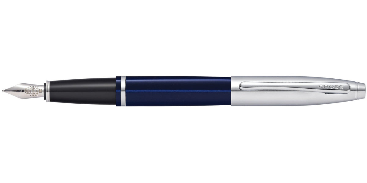 Calais fountain pen with chrome cap, blue lacquer barrel, stainless steel medium nib by Cross on Tampa Home & Garden Store