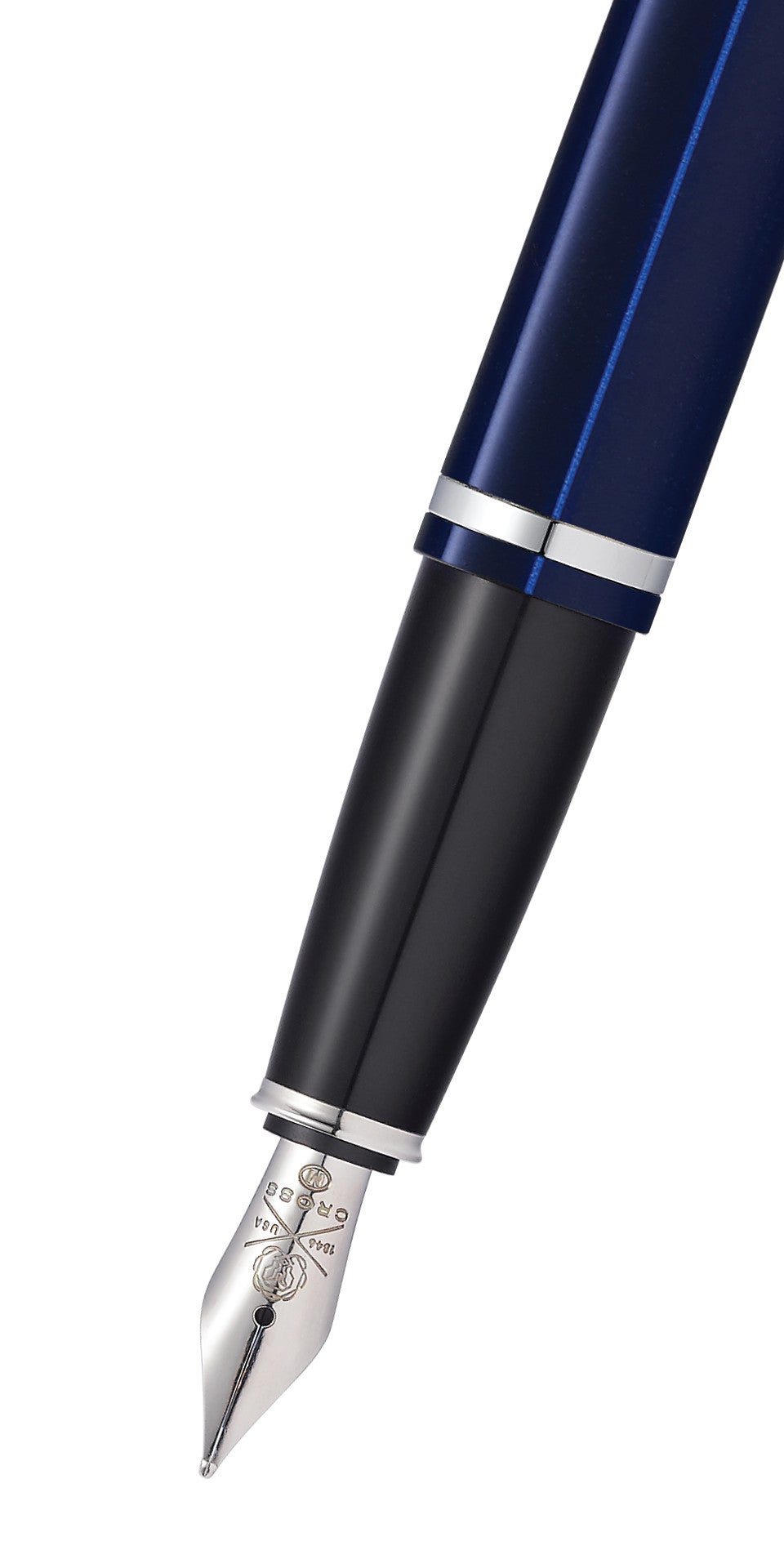 Calais Chrome & Blue Lacquer Fountain Pen with stainless steel medium nib by Cross on Tampa Home & Garden Store