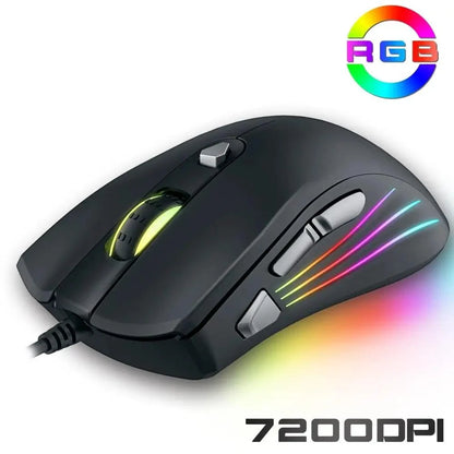 Ergonomic wired RGB gaming mouse with adjustable DPI and backlit LEDs on Tampa Home & Garden Store