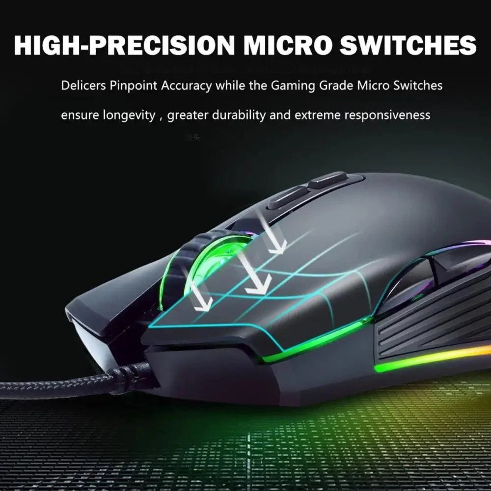 Stevvex wired RGB gaming mouse, ergonomic design with adjustable DPI and backlit LEDs on Tampa Home & Garden Store