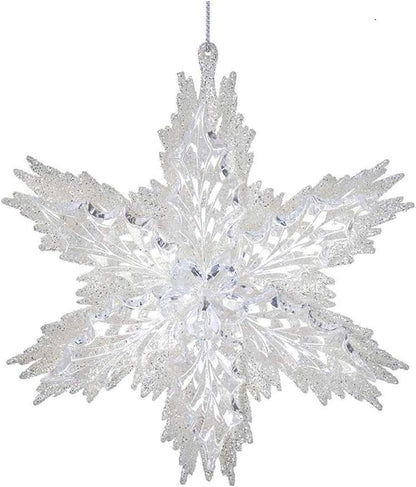 Ornement flocon de neige blanc et transparent