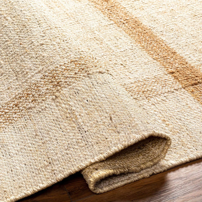 Errin Jute Area Rug by Boutique Rugs, natural beige woven texture with rolled edges on Tampa Home & Garden Store