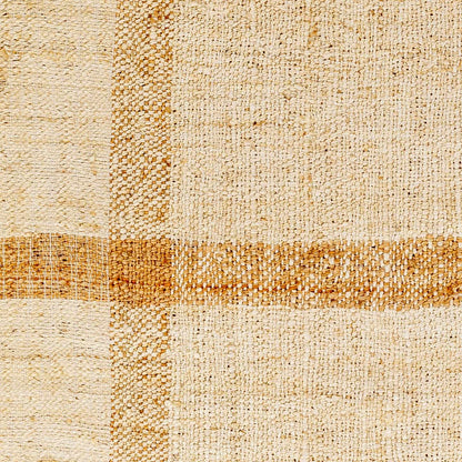 Errin Jute Area Rug, natural beige woven jute with striped panel accents, Boutique Rugs on Tampa Home & Garden Store