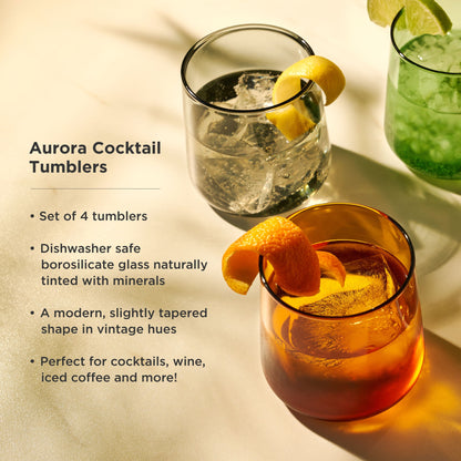 Aurora Multicolor Cocktail Glassware Set of 4