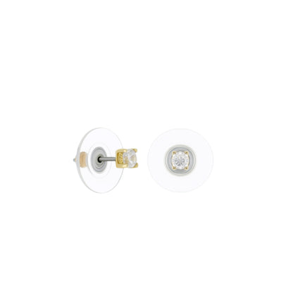 Pair of two-tone 925 stud earrings with gold prong settings and clear stones by Lauren G Adams on Tampa Home & Garden Store