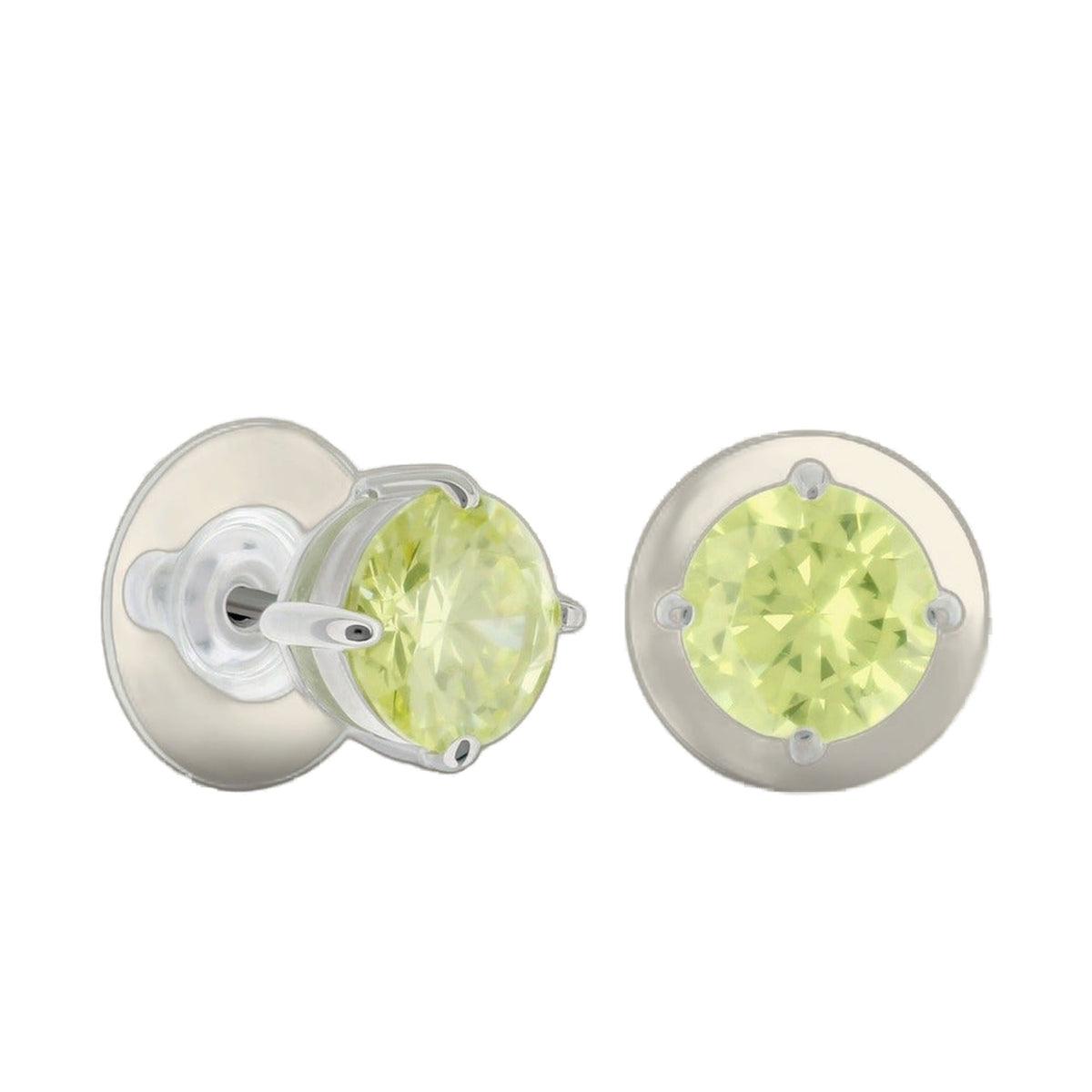 Pair of Lauren G Adams 925 Stud Earrings with lime-green faceted stones, 1.3 Ct, silver-tone bezels on Tampa Home & Garden Store