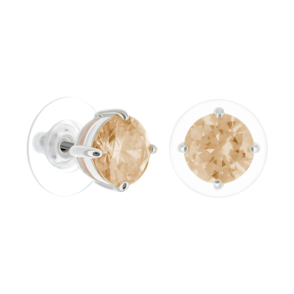 925 Stud Earrings 1.3 Ct by Lauren G Adams, round peach faceted stones in sterling silver on Tampa Home & Garden Store