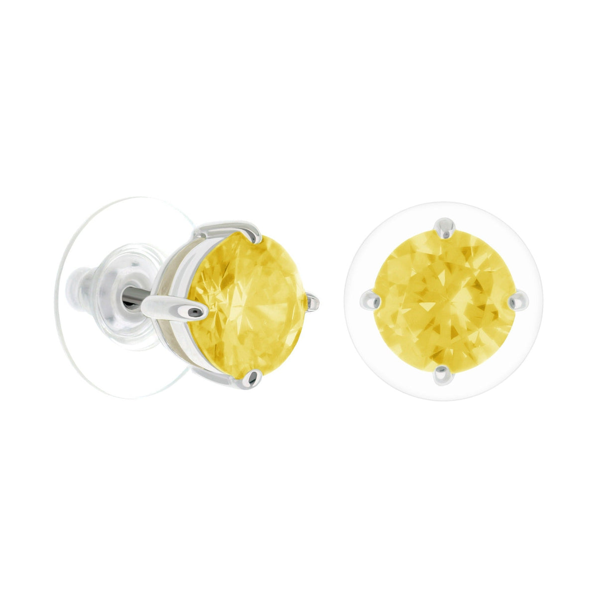 925 Stud Earrings 1.3 Ct by Lauren G Adams, yellow faceted gems pair in clear bezel settings on Tampa Home & Garden Store