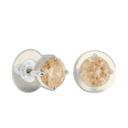 925 stud earrings pair with round champagne crystals in silver-tone bezels, 2 ct total on Tampa Home & Garden Store