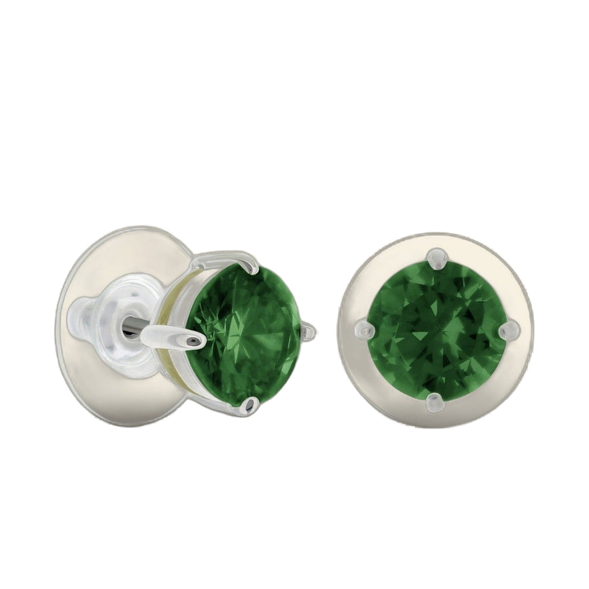 925 Stud Earrings 2 Ct Lauren G Adams silver-tone emerald-green faceted stones pair on Tampa Home & Garden Store