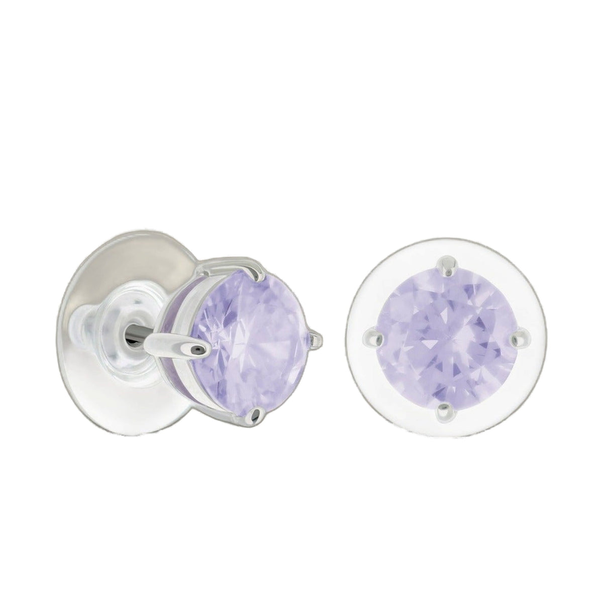 925 Stud Earrings 2 Ct pair with lavender faceted stones in silver-tone settings on Tampa Home & Garden Store