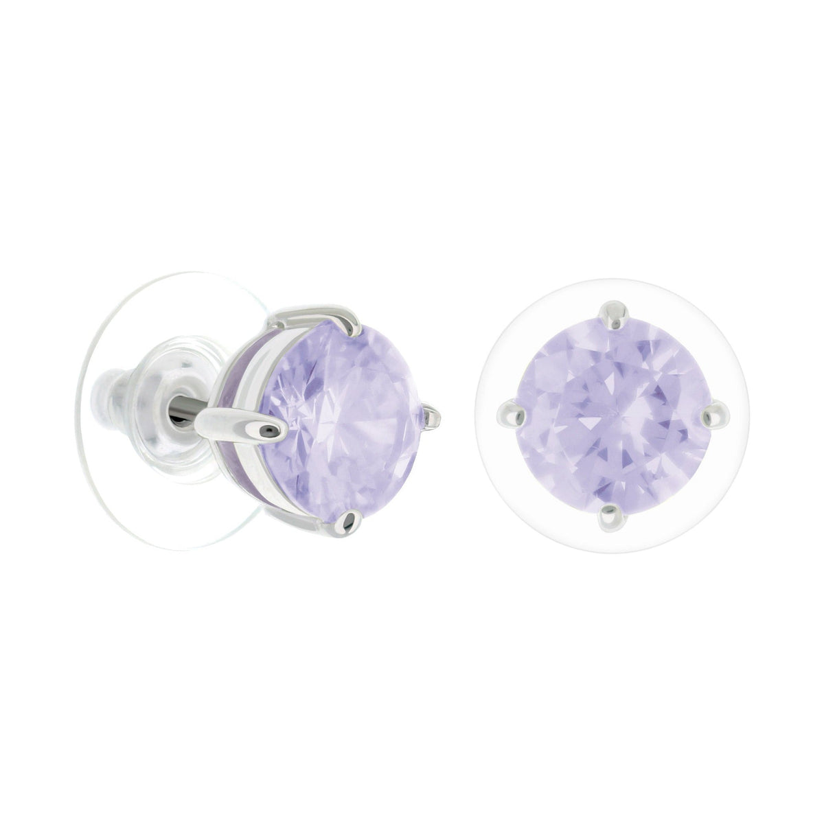 925 Stud Earrings by Lauren G Adams, lavender faceted stones set in silver-tone bezels, pair on Tampa Home & Garden Store