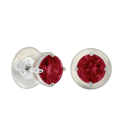 Pair of 925 Stud Earrings 2 Ct by Lauren G Adams with red faceted gems in silver-tone settings on Tampa Home & Garden Store