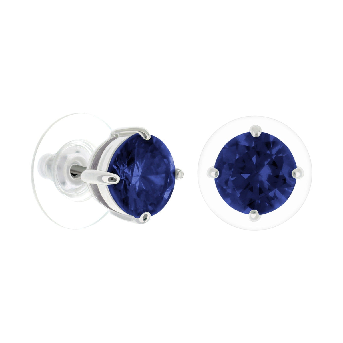 925 Stud Earrings, pair with 2 Ct blue faceted gemstones in silver bezels by Lauren G Adams on Tampa Home & Garden Store