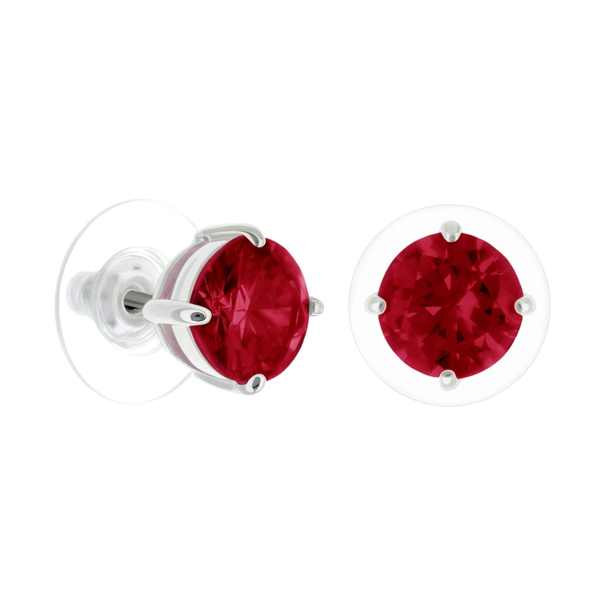 925 Stud Earrings pair by Lauren G Adams, red faceted stones, 2 ct total, sterling silver on Tampa Home & Garden Store