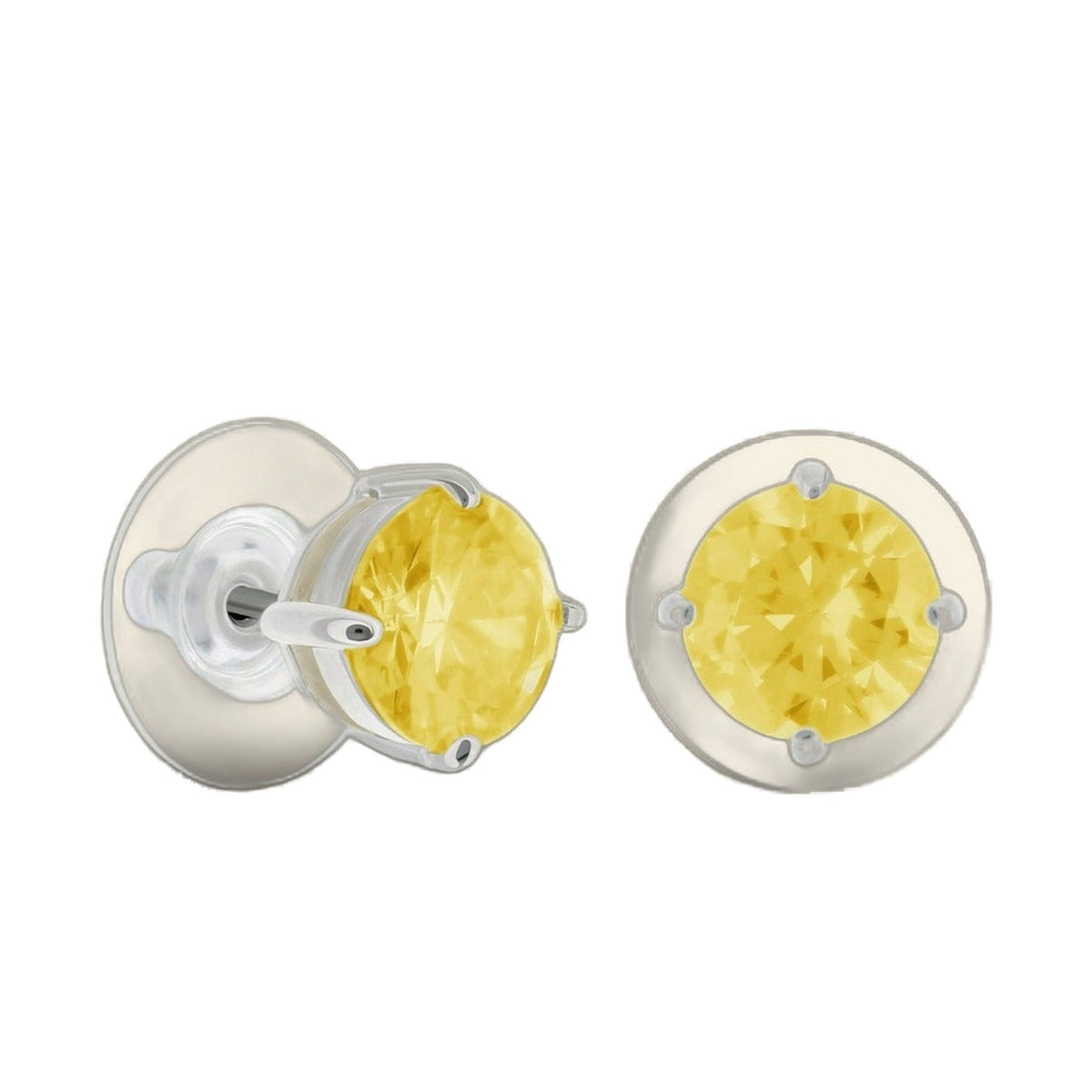 925 Stud Earrings 2 Ct Lauren G Adams – pair of yellow faceted gemstone studs in silver settings on Tampa Home & Garden Store