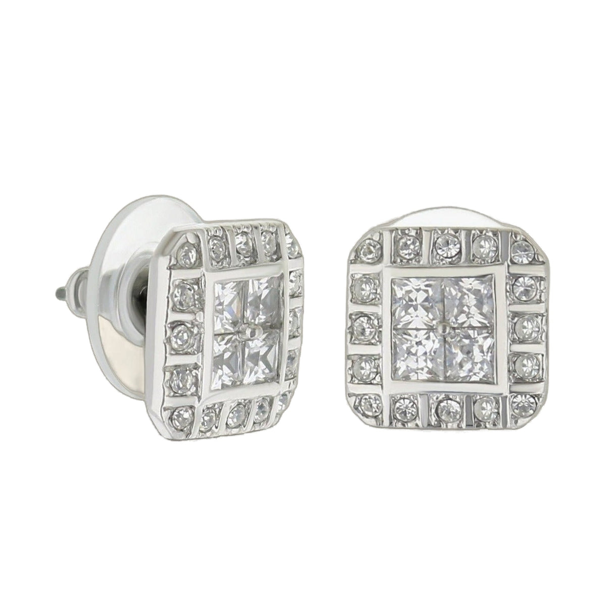 925 CZ Design Earrings by Lauren G Adams, square pavé cubic zirconia studs pair on Tampa Home & Garden Store