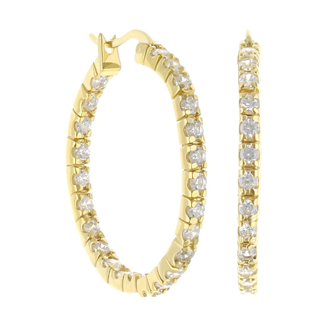 Pave Hoop Earrings gold-tone with clear stones by Lauren G Adams from Collections on Tampa Home & Garden Store
