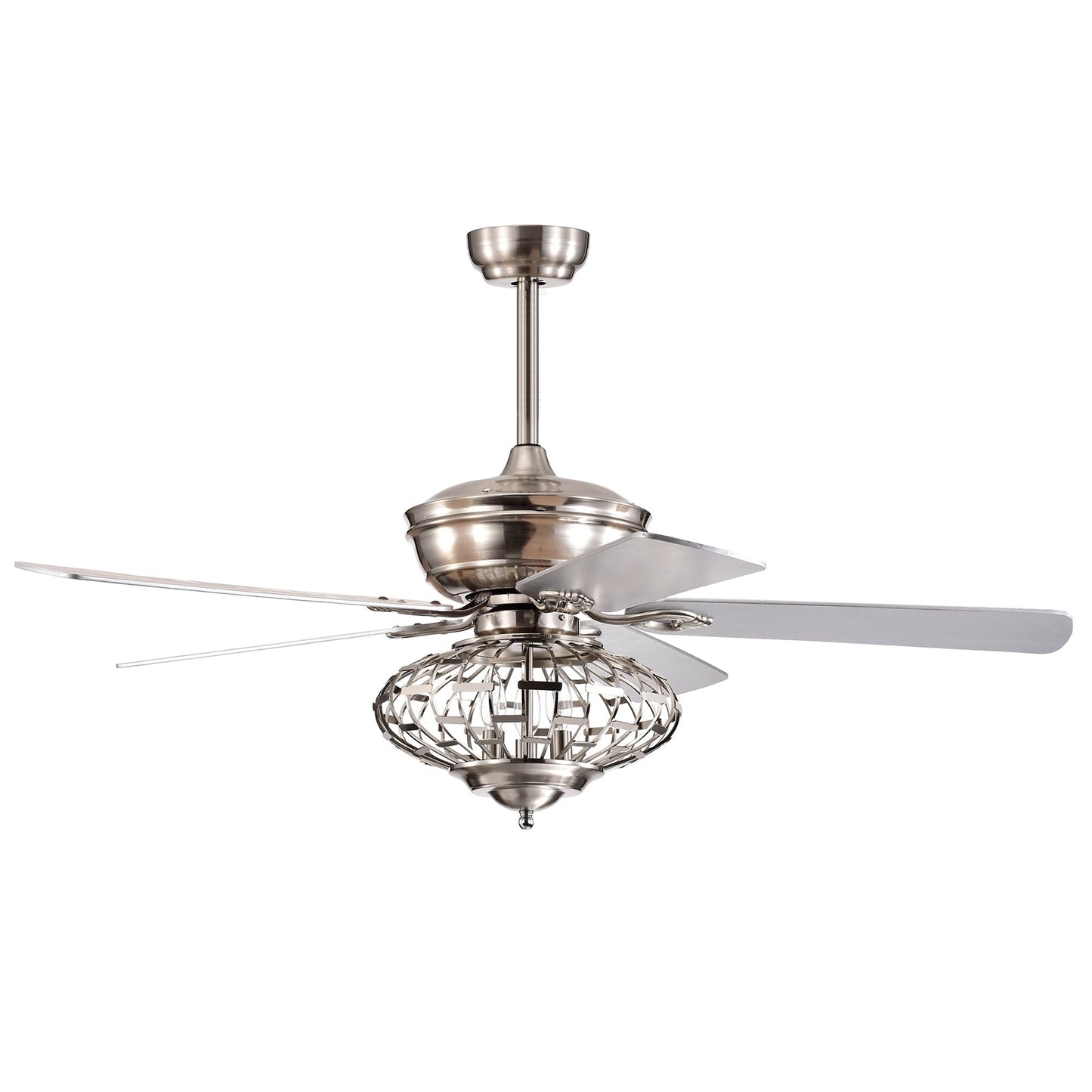 Ventilador de techo de 52 pulgadas con aspas de madera y control remoto - Plateado