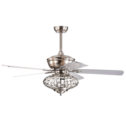 Ventilador de techo de 52 pulgadas con aspas de madera y control remoto - Plateado