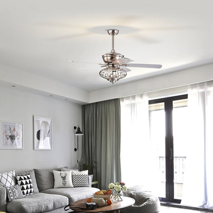 Ventilador de techo de 52 pulgadas con aspas de madera y control remoto - Plateado