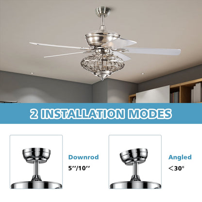 Ventilador de techo de 52 pulgadas con aspas de madera y control remoto - Plateado