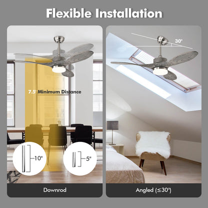 Ventilador de techo de madera de 48 pulgadas con luces LED y 6 niveles de velocidad