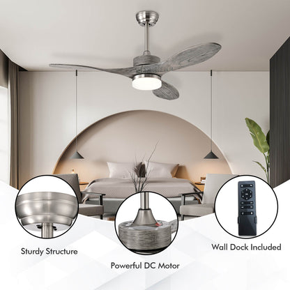 Ventilador de techo de madera de 48 pulgadas con luces LED y 6 niveles de velocidad