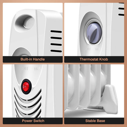 DirectDeals 700 W portable oil-filled radiator heater with built-in handle and thermostat knob on Tampa Home & Garden Store