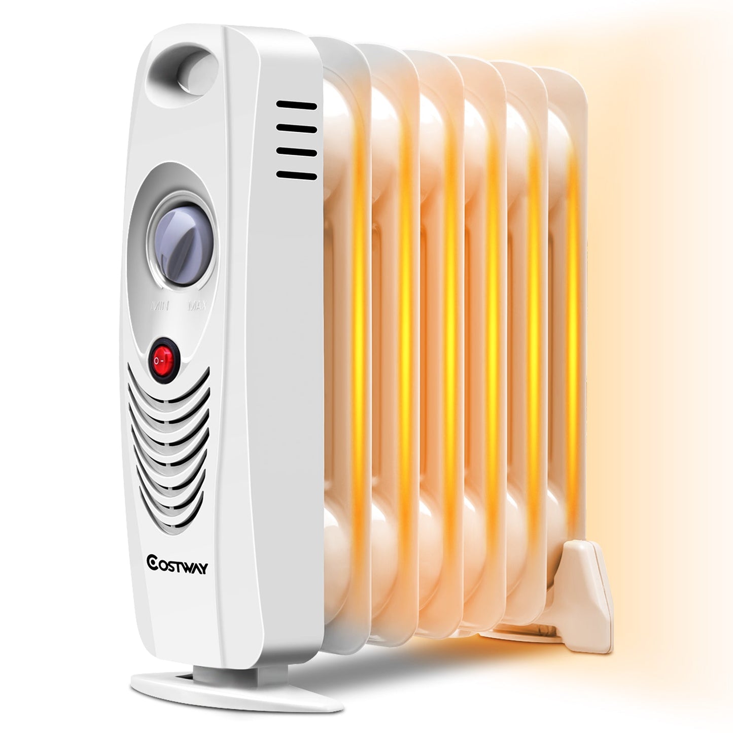 700 W portable oil-filled radiator heater white with orange glow fins Costway on Tampa Home & Garden Store