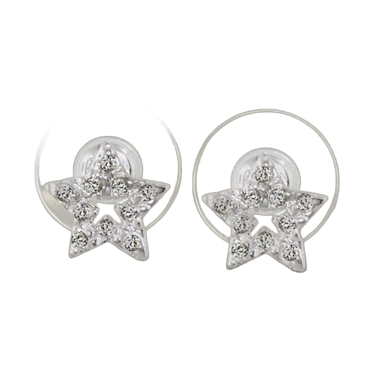 925 Star of David earrings with crystal pavé accents in round halo settings, pair on Tampa Home & Garden Store