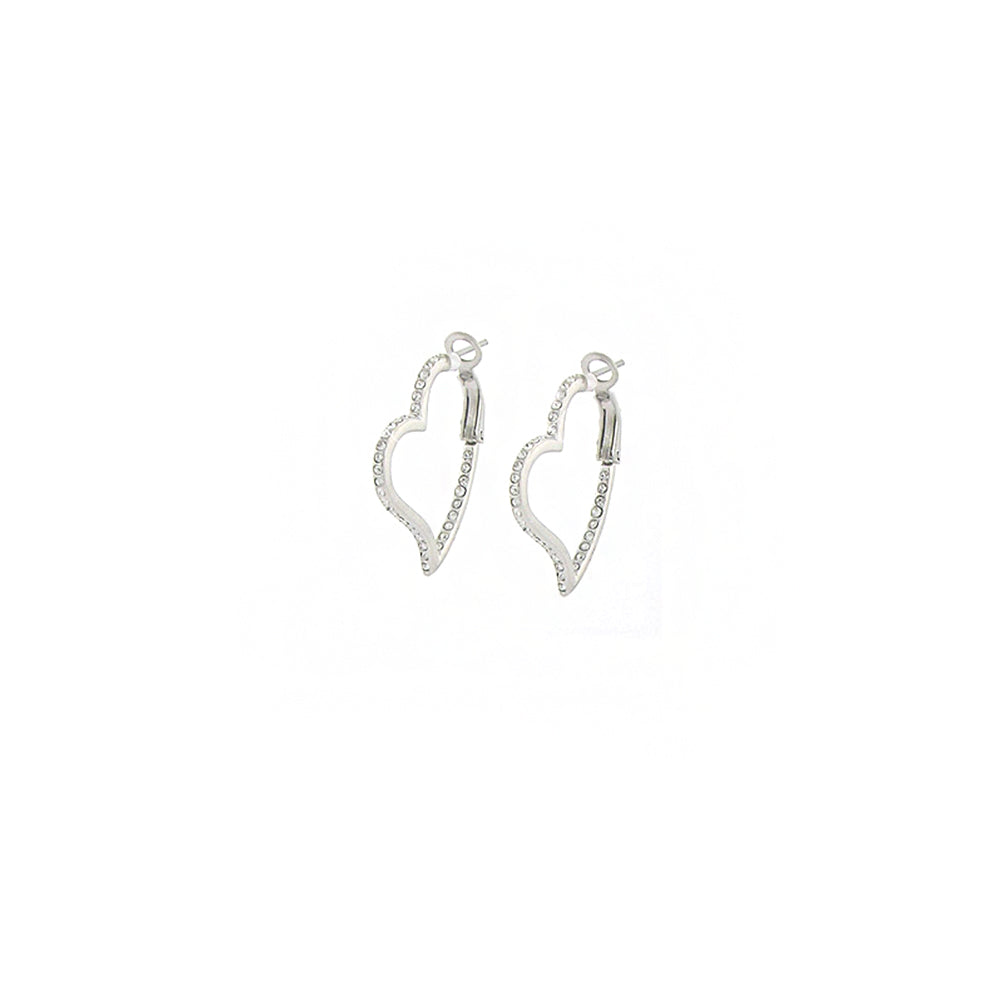 Heart earrings by Lauren G Adams, silver-tone heart outline with pavé stones on Tampa Home & Garden Store