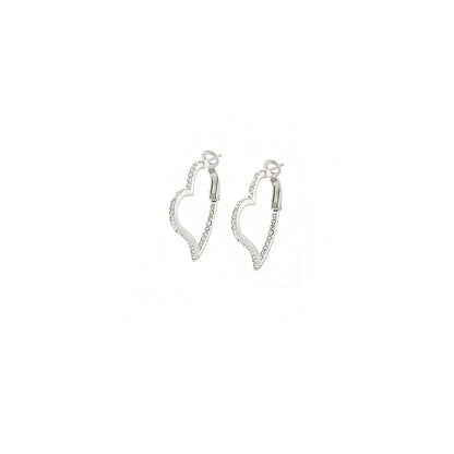 Heart earrings by Lauren G Adams, silver-tone heart outline with pavé stones on Tampa Home & Garden Store
