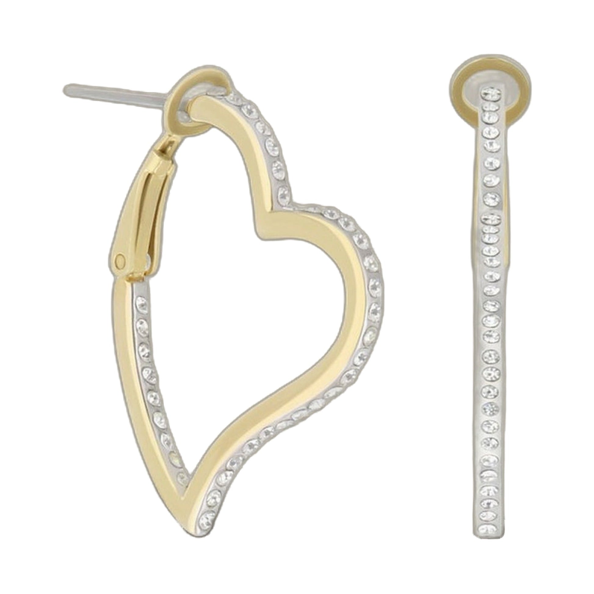 Heart Earrings by Lauren G Adams, gold-tone hoop with pave crystals, classic earrings on Tampa Home & Garden Store