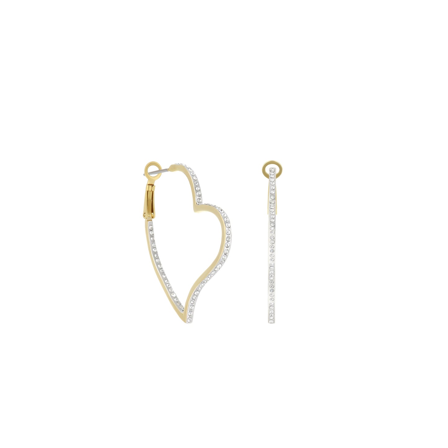 Heart Earrings by Lauren G Adams, gold-tone and silver-tone pavé heart-shaped hoops set of 2 on Tampa Home & Garden Store