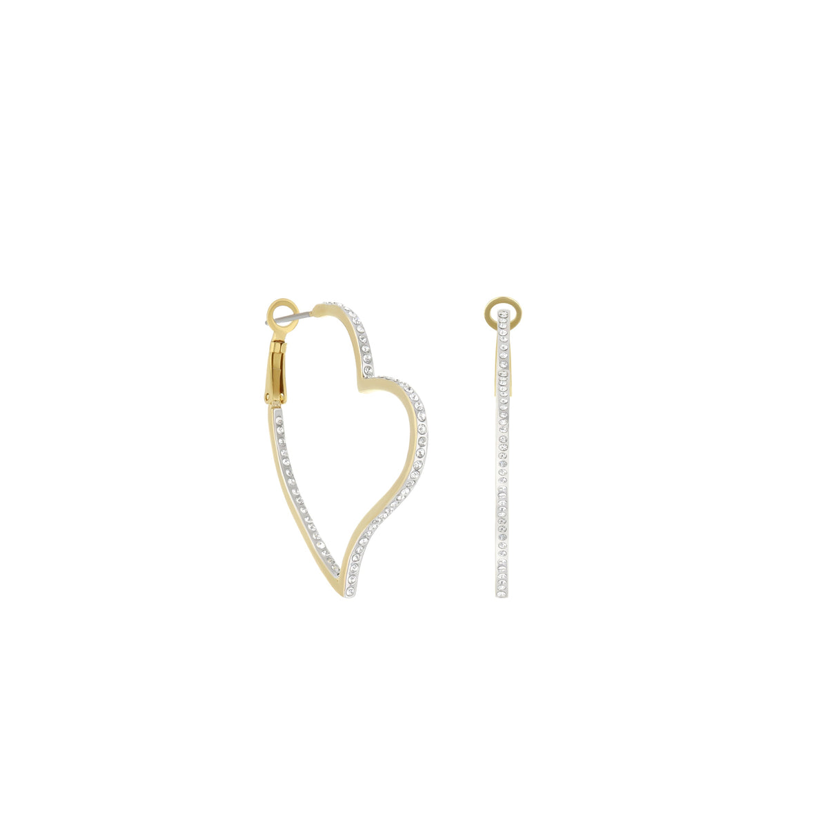Heart Earrings by Lauren G Adams, gold-tone and silver-tone pavé heart-shaped hoops set of 2 on Tampa Home & Garden Store